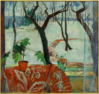 Studio Window in Breslau with Snow Landscape by Oskar Moll